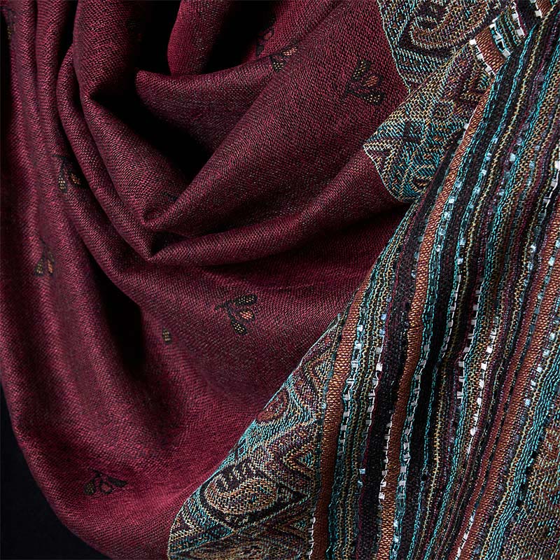 Buddha Stones Frühling Cashew Blume Streifen geometrische Muster Quaste weicher Schal Schal - image 9