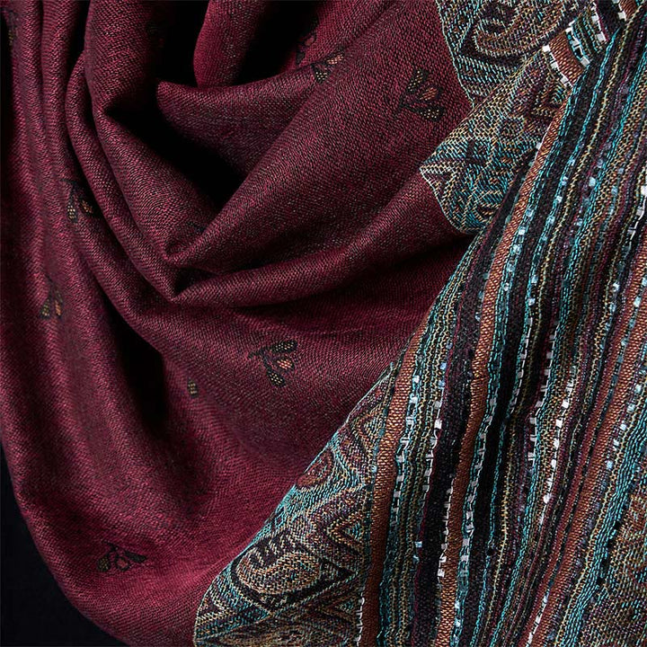 Buddha Stones Frühling Cashew Blume Streifen geometrische Muster Quaste weicher Schal Schal - image 9