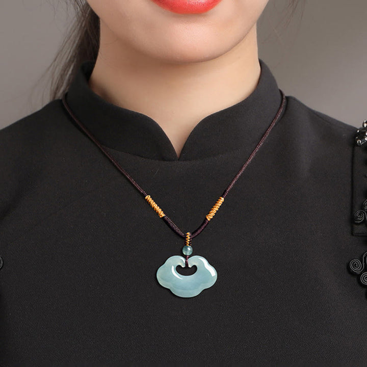 Buddha Stones Glücksbringer Ruyi Jade Glück Halskette String Anhänger - image 4