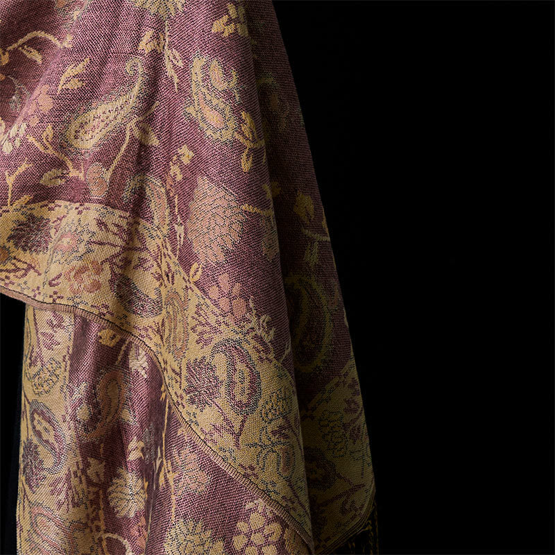 Buddha Stones Frühling Blass Lila Cashew Blume Ranke Muster Quaste Weicher Schal Schal - image 4