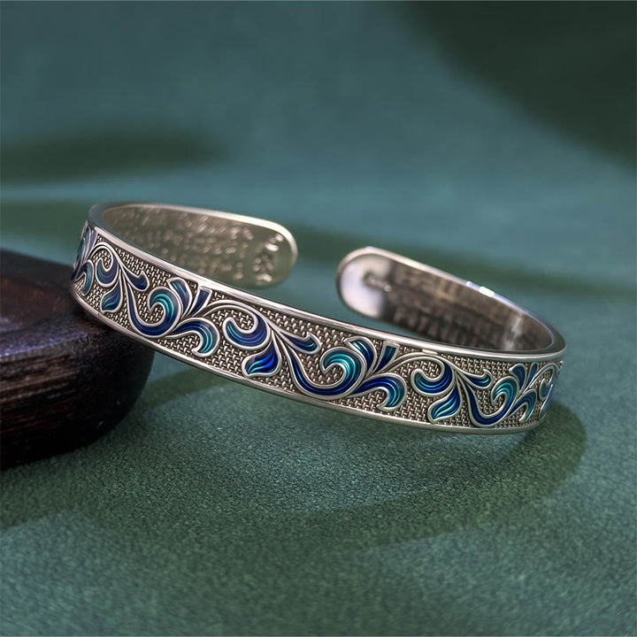 Buddha Stones Blütenblätter Reben umschlingen Zweige Kupfer Balance Offenes verstellbares Armband Armreif - Jahrgang - image 0