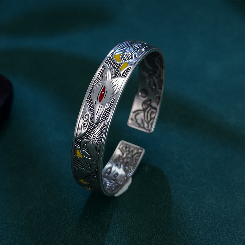 Buddha Stones Kupfer Neunschwänziger Fuchs Schutz Offenes verstellbares Armband Armreif - image 2