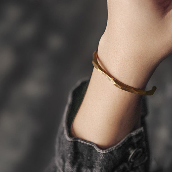 Buddha Stones Kupfer Messing Hand Polieren Offene Selbstpflege Armband Armreif - image 9