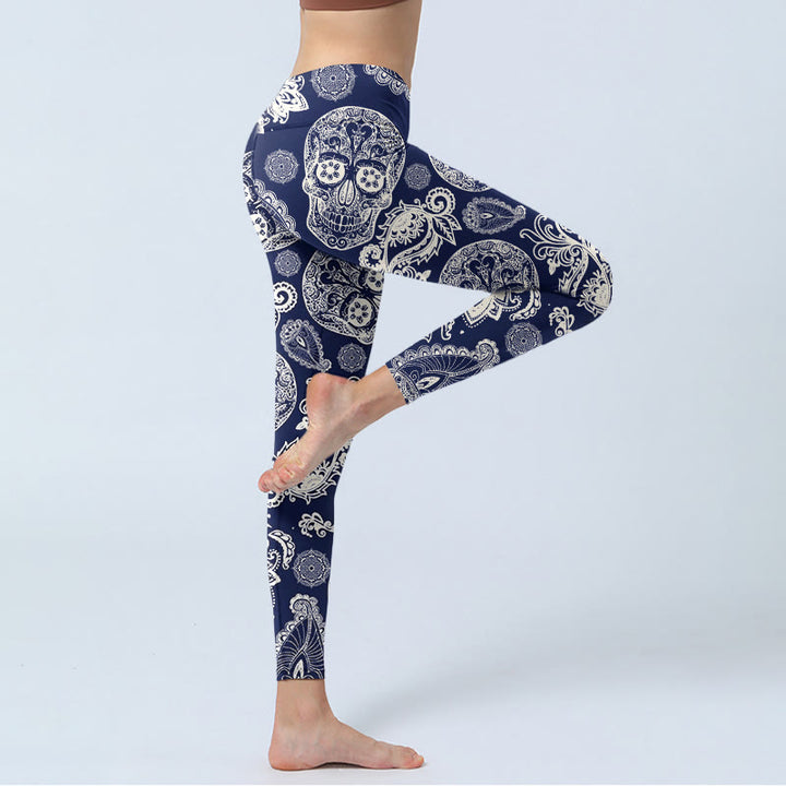 Buddha Stones Paisley Pflanzenschädel Muster Gym Leggings Damen Yogahose - image 3