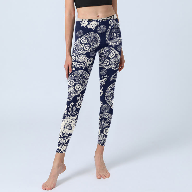 Buddha Stones Paisley Pflanzenschädel Muster Gym Leggings Damen Yogahose - image 5
