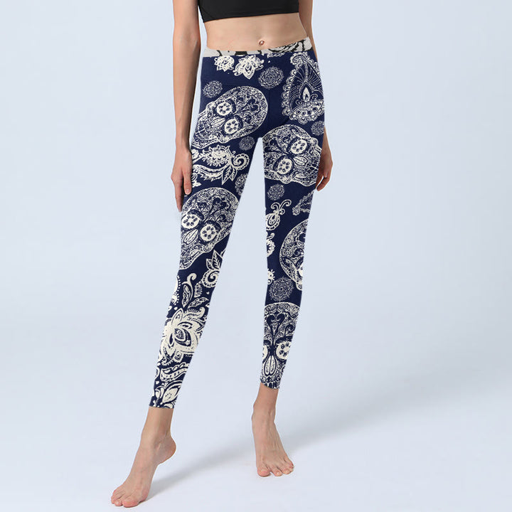Buddha Stones Paisley Pflanzenschädel Muster Gym Leggings Damen Yogahose - image 5
