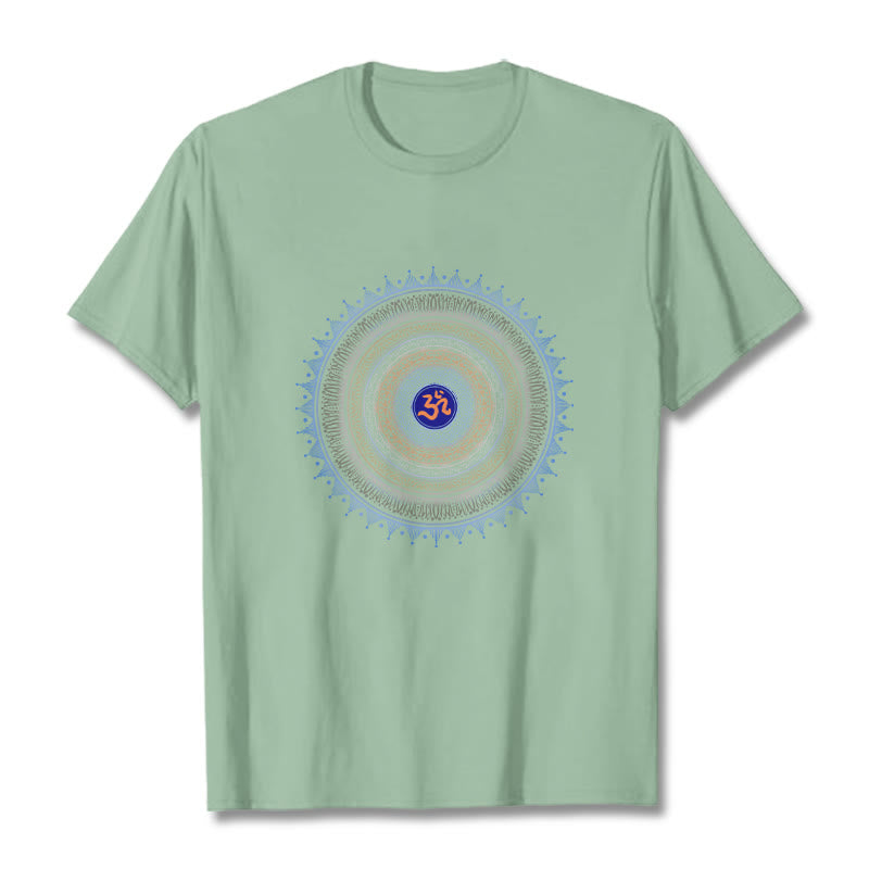 Buddha Stones Mandala Blume OM Muster T T-shirt - Blassgrün - 2XL - image 14