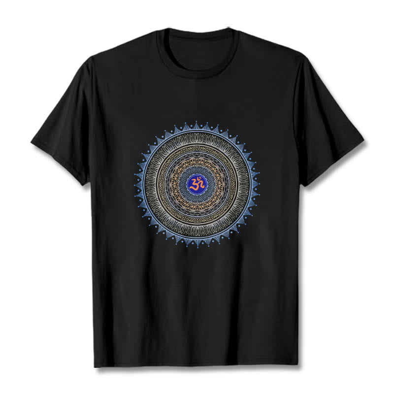 Buddha Stones Mandala Blume OM Muster T T-shirt - Schwarz - 2XL - image 0