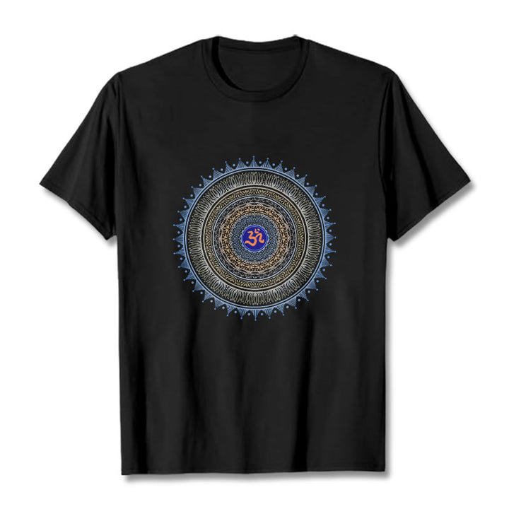 Buddha Stones Mandala Blume OM Muster T T-shirt - Schwarz - 2XL - image 0