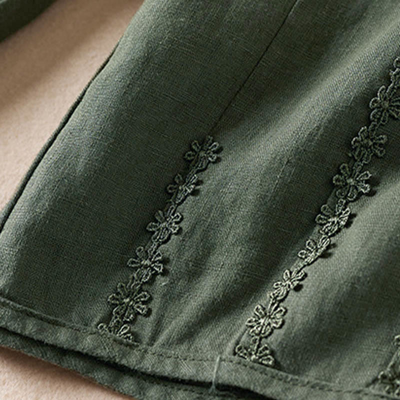 Buddha Stones Sommer-Haremshose mit kleiner Blumenstickerei und Taschen - image 32