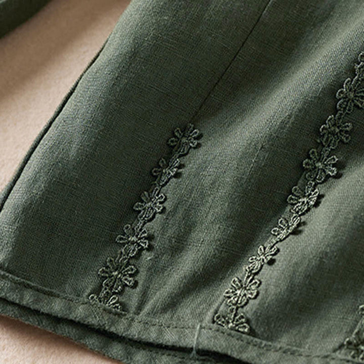 Buddha Stones Sommer-Haremshose mit kleiner Blumenstickerei und Taschen - image 32