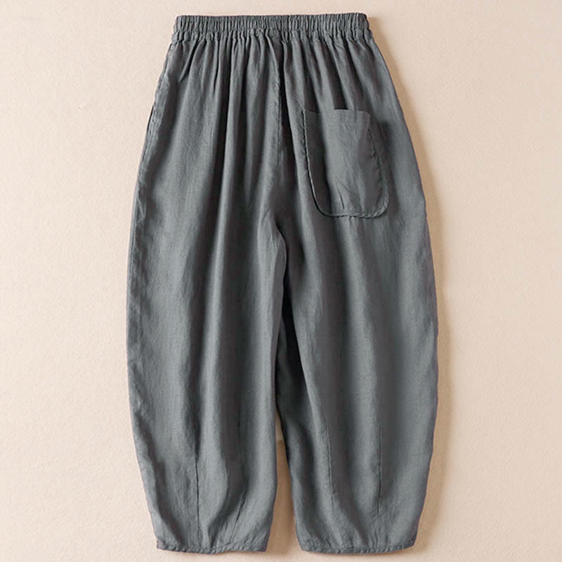 Buddha Stones Sommer-Haremshose mit kleiner Blumenstickerei und Taschen - image 35