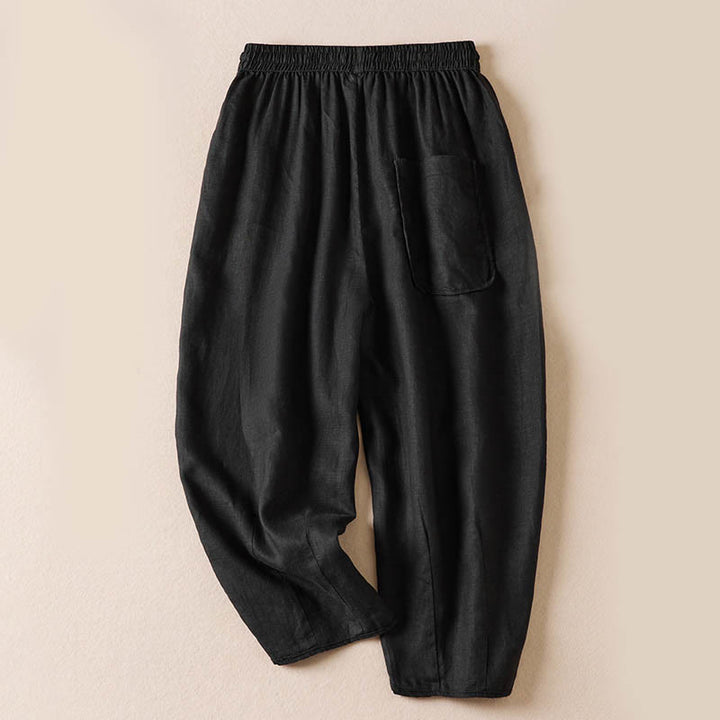 Buddha Stones Sommer-Haremshose mit kleiner Blumenstickerei und Taschen - image 37