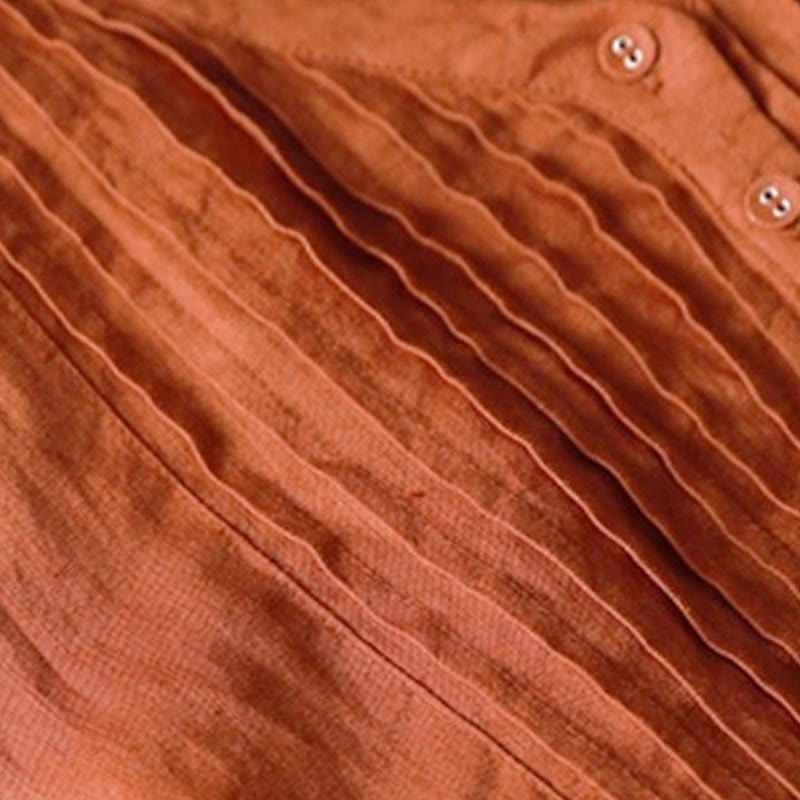 Buddha Stones – Lässiges, schlichtes Midikleid mit Akkordeonfalten, V-Ausschnitt und halblangen Ärmeln und Taschen - image 14