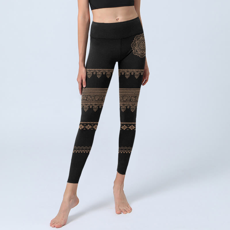 Buddha Stones Mandala Blumen Blatt Muster Gym Leggings frauen Yoga Hosen - image 5