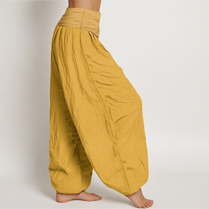 Buddha Stones Goldenrod Damen-Haremshose aus reiner Baumwolle mit elastischer Taille - image 2