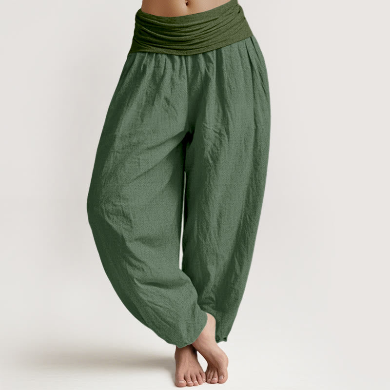 Buddha Stones SeaGreen Haremshose für Damen aus reiner Baumwolle mit elastischer Taille - Seegrün - US22, UK/AU26,EU54 (6XL) - image 0