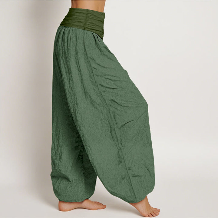 Buddha Stones SeaGreen Haremshose für Damen aus reiner Baumwolle mit elastischer Taille - image 2