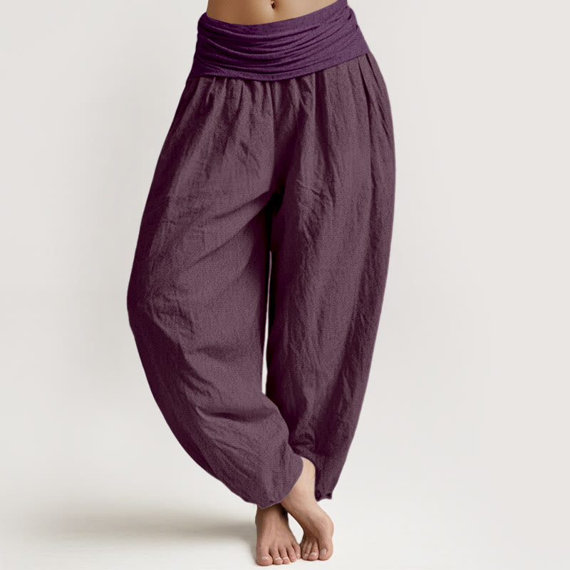 Buddha Stones Lila Haremshose aus reiner Baumwolle für Damen mit elastischer Taille - Lila - US22, UK/AU26,EU54 (6XL) - image 0