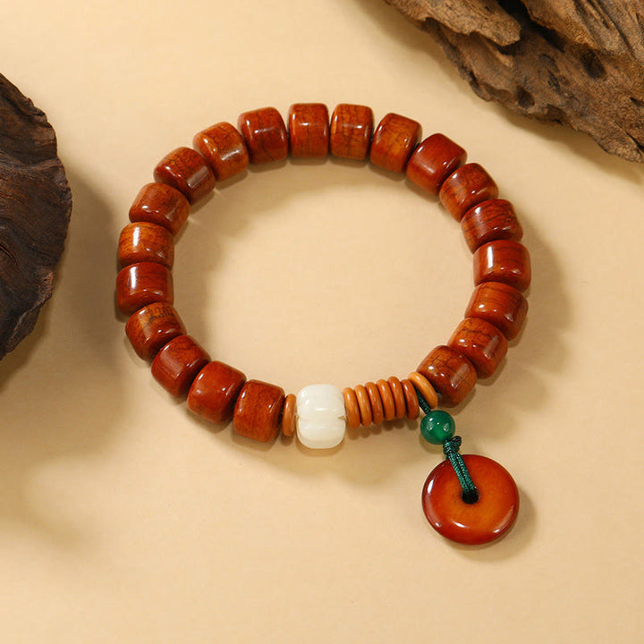 Buddha Stones , Knochenperlen, Lotus-Friedensschnalle, Erleuchtungsarmband - Knochenperlen und Peace-Schnalle (Handgelenkumfang: 15–16 cm) - image 0