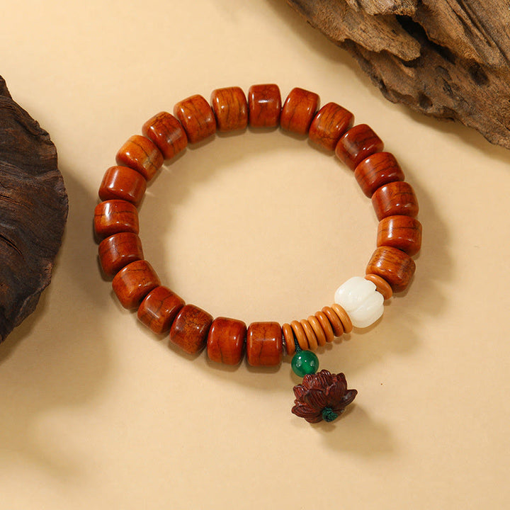 Buddha Stones , Knochenperlen, Lotus-Friedensschnalle, Erleuchtungsarmband - Knochenperlen und Lotus (Handgelenkumfang: 15 cm – 16 cm) - image 5