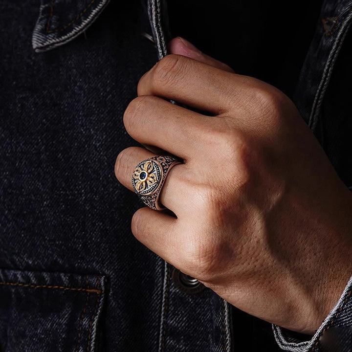 Buddha Stones, tibetisches Kreuz-Design, Vajra, glückverheißende Wolken, Muster, Kupfer, verstellbarer Balance-Ring - image 3