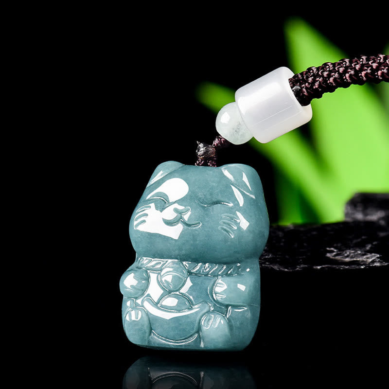 Buddha Stones Natural Attract Wealth Cat Jade Halskette Wohlstandsanhänger - image 2