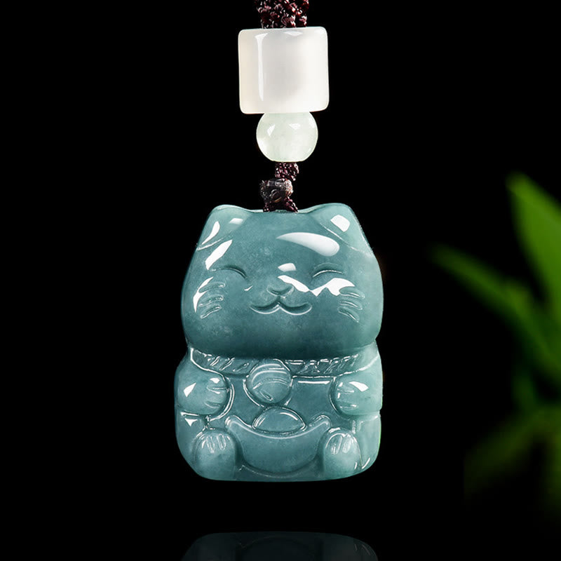 Buddha Stones Natural Attract Wealth Cat Jade Halskette Wohlstandsanhänger - Jade - image 0