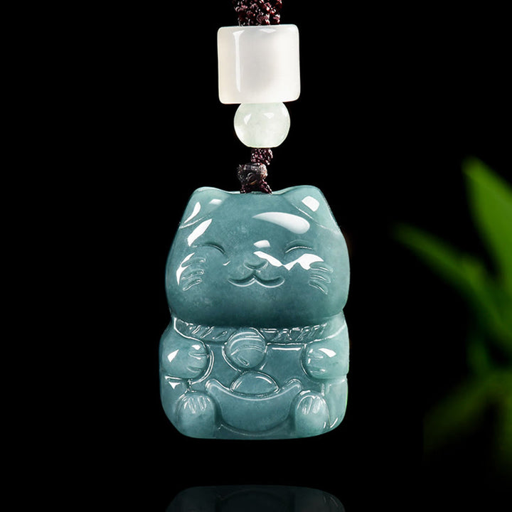 Buddha Stones Natural Attract Wealth Cat Jade Halskette Wohlstandsanhänger - Jade - image 0