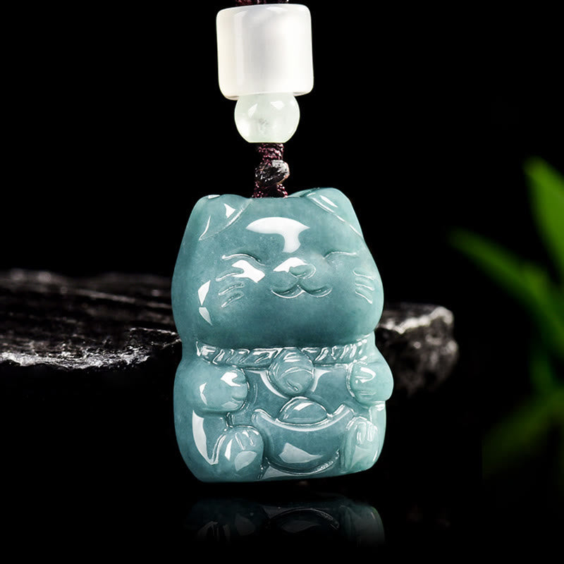 Buddha Stones Natural Attract Wealth Cat Jade Halskette Wohlstandsanhänger - image 3