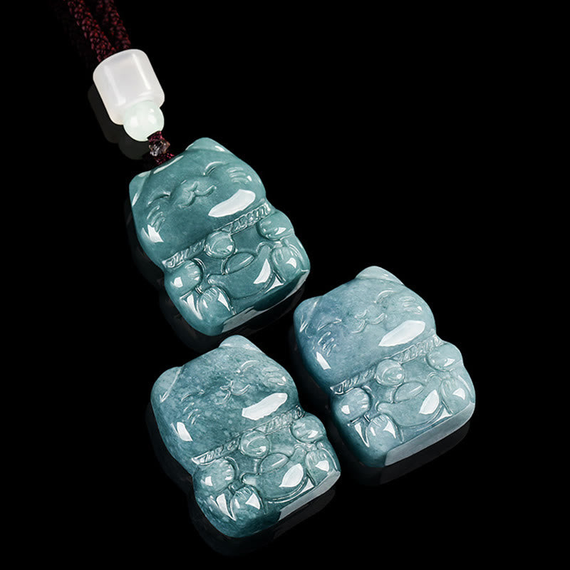 Buddha Stones Natural Attract Wealth Cat Jade Halskette Wohlstandsanhänger - image 5
