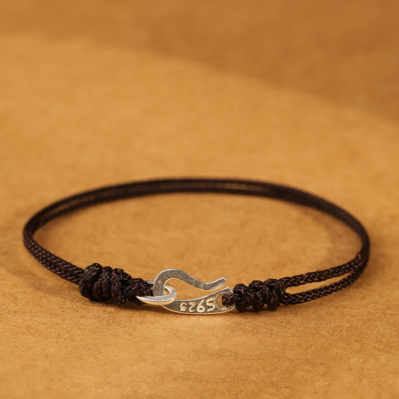 Buddha Stones 925 Sterling Silber Haken Design Rote Schnur Stärke Buntes Armband - Sattelbraun - 20 cm - image 18