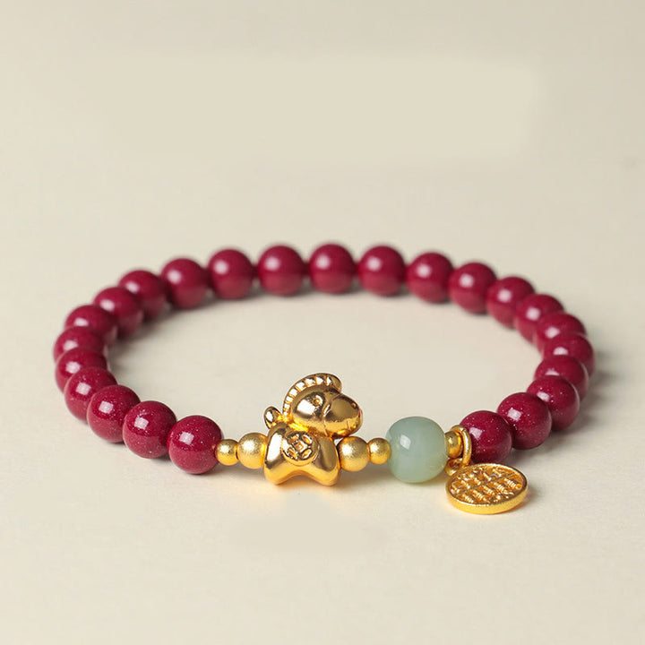 Buddha Stones Jahr des Pferdes Natürliches Zinnober-Hetian-Jade-Konzentrationsarmband - Zinnober (Handgelenkumfang: 13–15 cm) - image 7