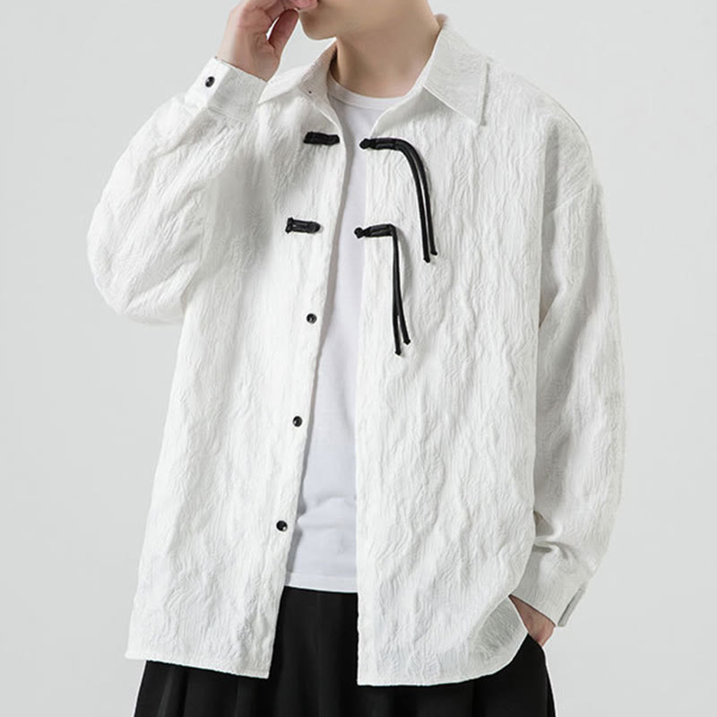 Buddha Stones Frosch-Knopf Blätter Muster Langarm Herren Tang Anzug Jacke - image 19