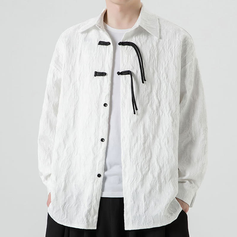 Buddha Stones Frosch-Knopf Blätter Muster Langarm Herren Tang Anzug Jacke - image 18