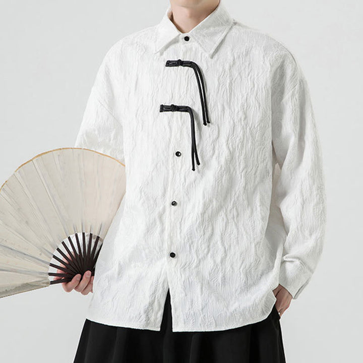 Buddha Stones Frosch-Knopf Blätter Muster Langarm Herren Tang Anzug Jacke - image 23