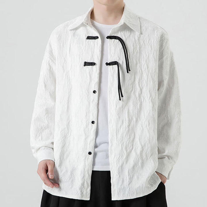 Buddha Stones Frosch-Knopf Blätter Muster Langarm Herren Tang Anzug Jacke - image 20