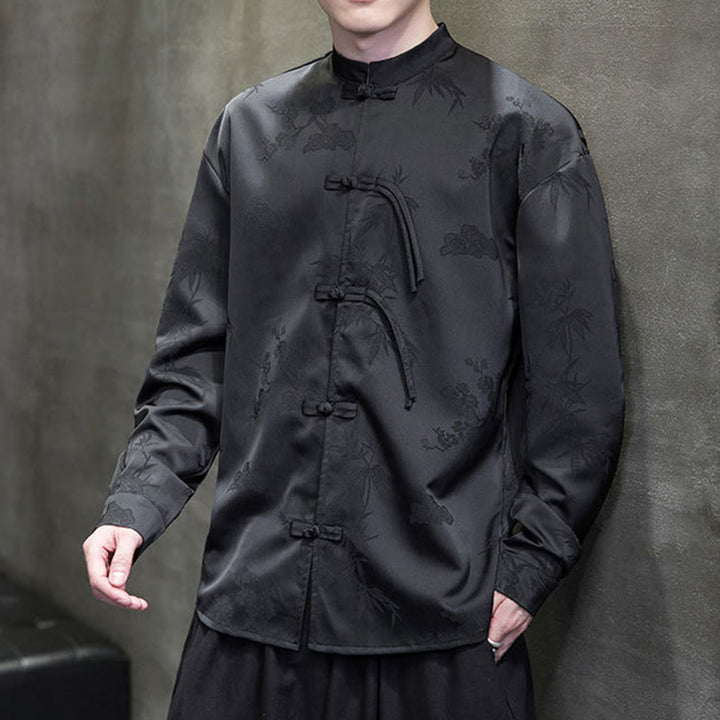 Buddha Stones Herren-Tang-Anzug mit langen Ärmeln und Frosch-Knopf-Design - image 19