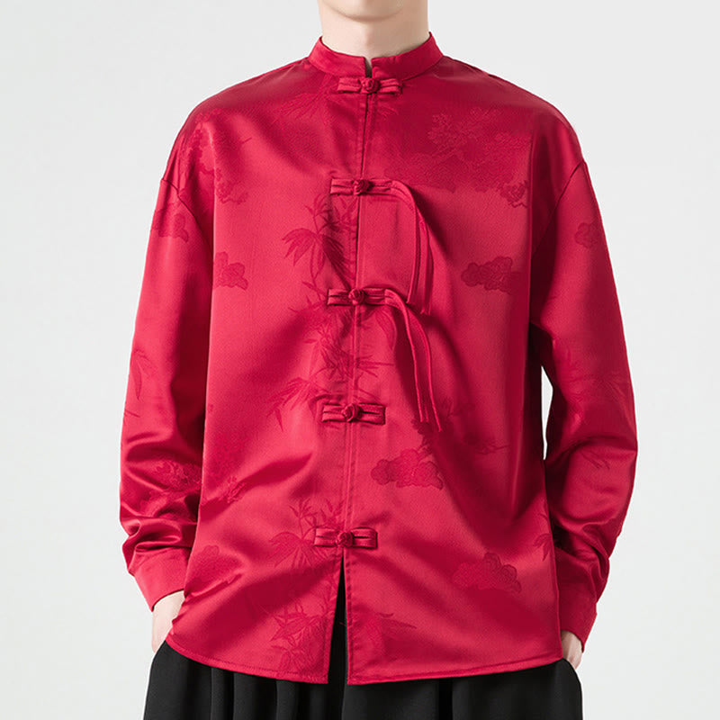 Buddha Stones Herren-Tang-Anzug mit langen Ärmeln und Frosch-Knopf-Design - image 1