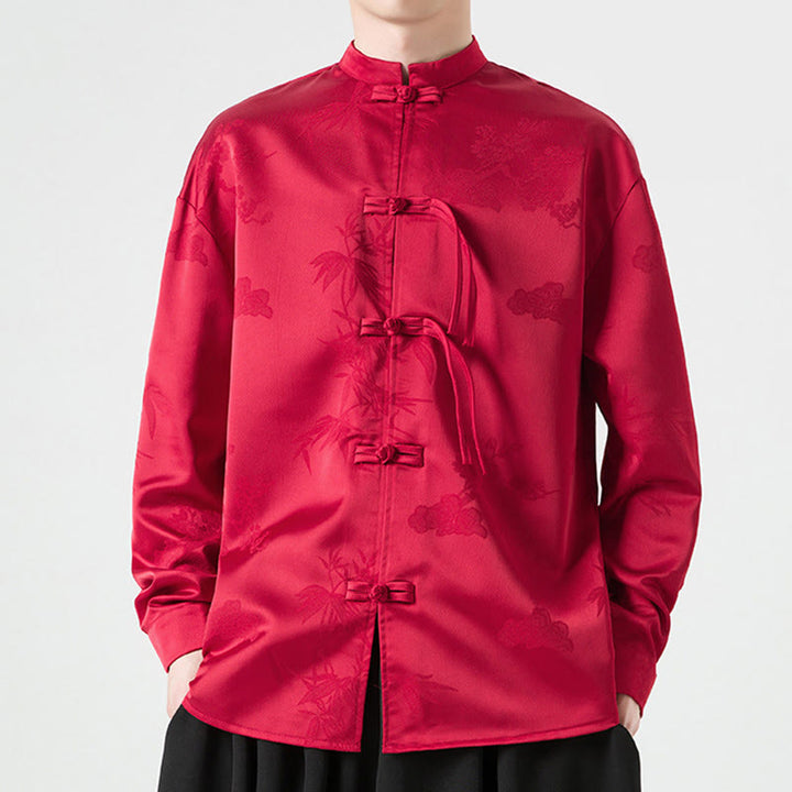 Buddha Stones Herren-Tang-Anzug mit langen Ärmeln und Frosch-Knopf-Design - image 1