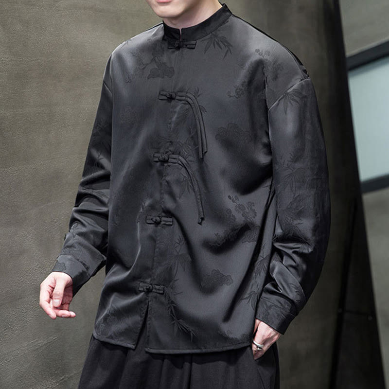 Buddha Stones Herren-Tang-Anzug mit langen Ärmeln und Frosch-Knopf-Design - image 15