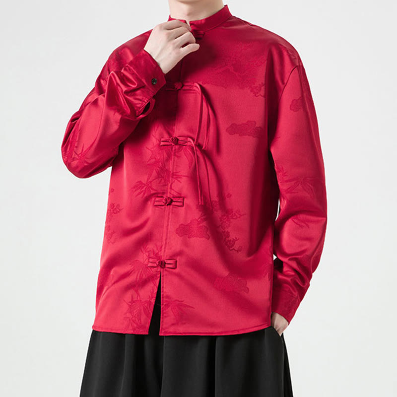 Buddha Stones Herren-Tang-Anzug mit langen Ärmeln und Frosch-Knopf-Design - image 5