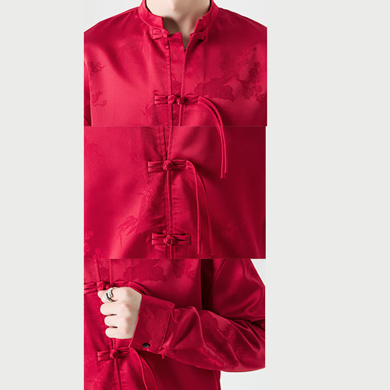 Buddha Stones Herren-Tang-Anzug mit langen Ärmeln und Frosch-Knopf-Design - image 9