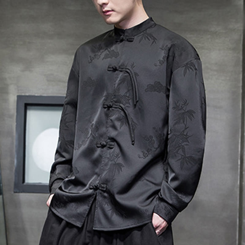 Buddha Stones Herren-Tang-Anzug mit langen Ärmeln und Frosch-Knopf-Design - image 16