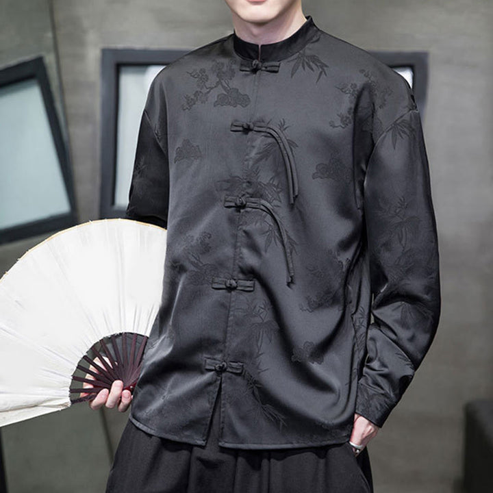 Buddha Stones Herren-Tang-Anzug mit langen Ärmeln und Frosch-Knopf-Design - image 18