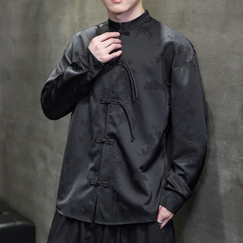 Buddha Stones Herren-Tang-Anzug mit langen Ärmeln und Frosch-Knopf-Design - image 20