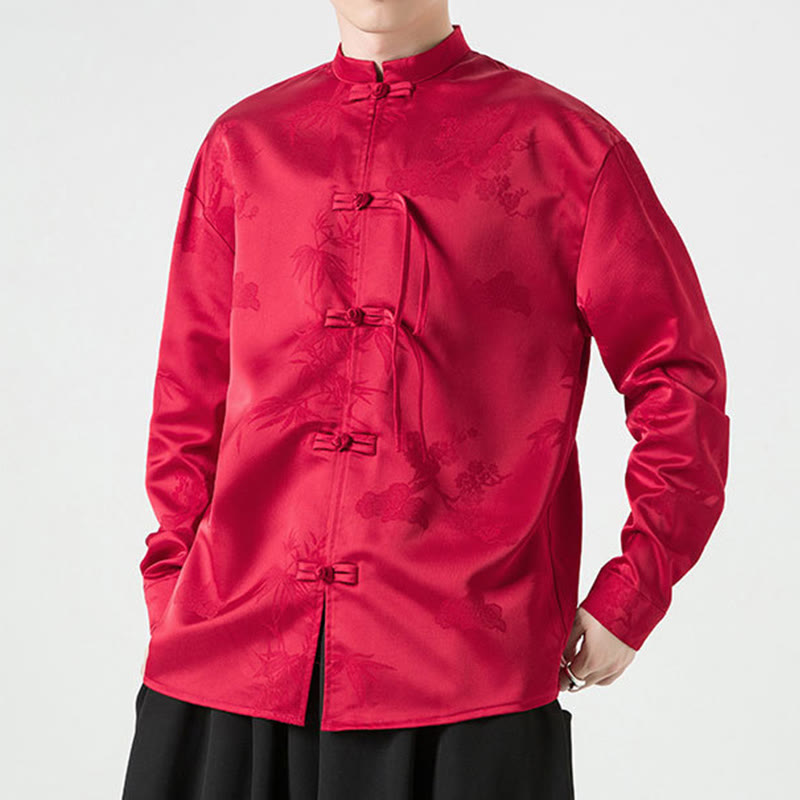 Buddha Stones Herren-Tang-Anzug mit langen Ärmeln und Frosch-Knopf-Design - image 4