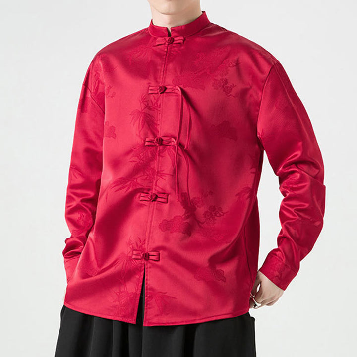 Buddha Stones Herren-Tang-Anzug mit langen Ärmeln und Frosch-Knopf-Design - image 4