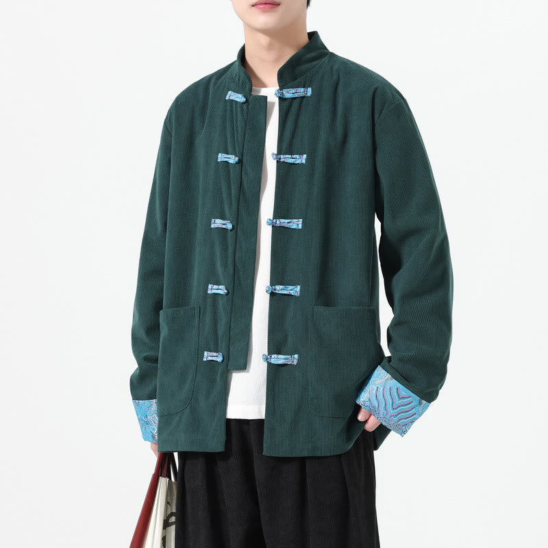 Buddha Stones Blumenmuster, langärmlige Herren-Tang-Anzugjacke aus Baumwollcord mit Taschen - image 16