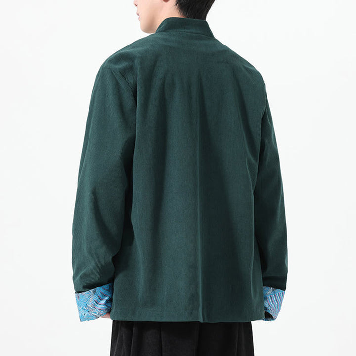 Buddha Stones Blumenmuster, langärmlige Herren-Tang-Anzugjacke aus Baumwollcord mit Taschen - image 15